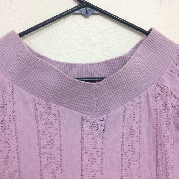 4/$25 🛍 Bebe Lace Top Wide Neck 3/4 Sleeve Lilac - Picture 6 of 9